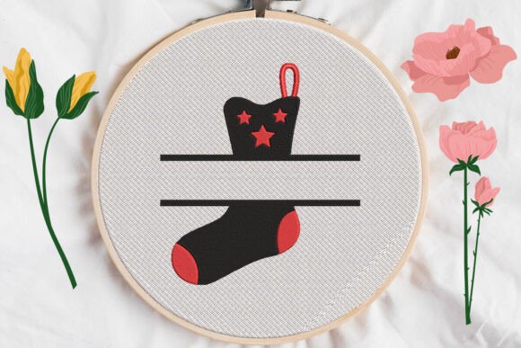 Christmas Sock, Holiday Embroidery