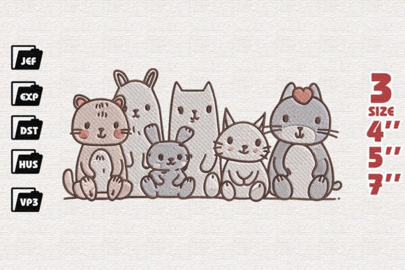 Cute Animals Family Embroidery