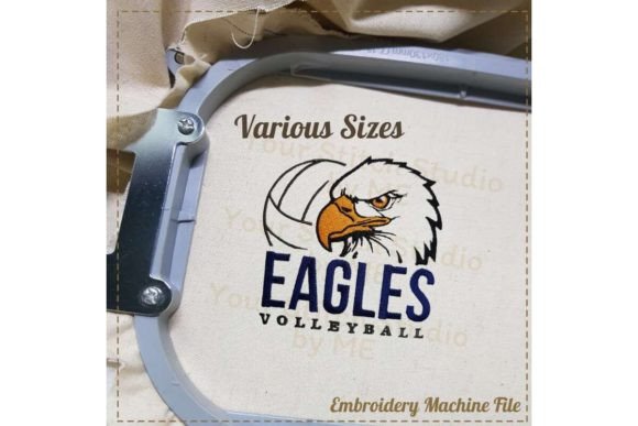 Eagle Volleyball Embroidery Design