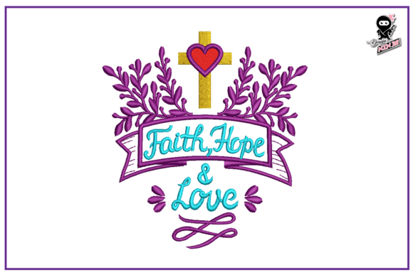 Faith Hope Love, Christian Embroidery