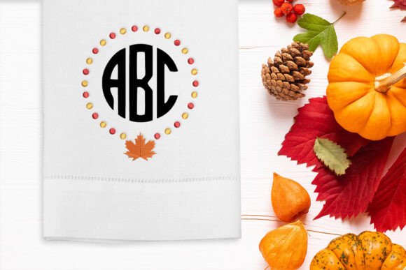 Leaf Round Monogram Frame Embroidery