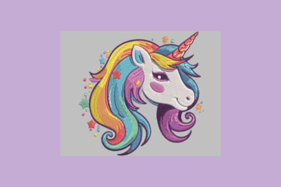 Pretty Rainbow Unicorn Embroidery