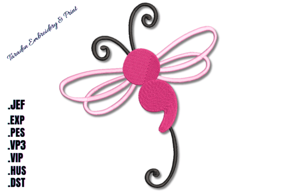 Semicolon Dragonfly - Machine Embroidery