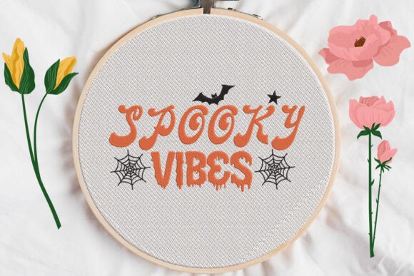 Spooky Vibes with Bats Embroidery