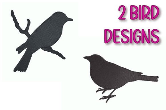 Two Birds Silhouette Embroidery Design